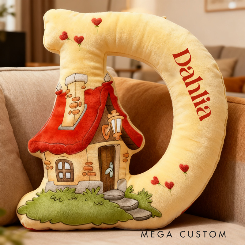 Personalized Letter Pillow Housewarming Pillow Graphic 3D Print Custom Name Cozy Home Decor with Charming Cottage Soft Accent Cushion New Home Gift