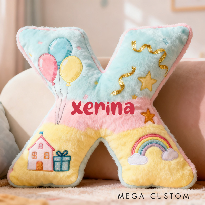 Personalized 26 Letter Pillow with Graphic 3D Print Whimsical Design Customizable Name Soft Plush Cushion for Kids Decor Fun Gift Idea Moving Gifts