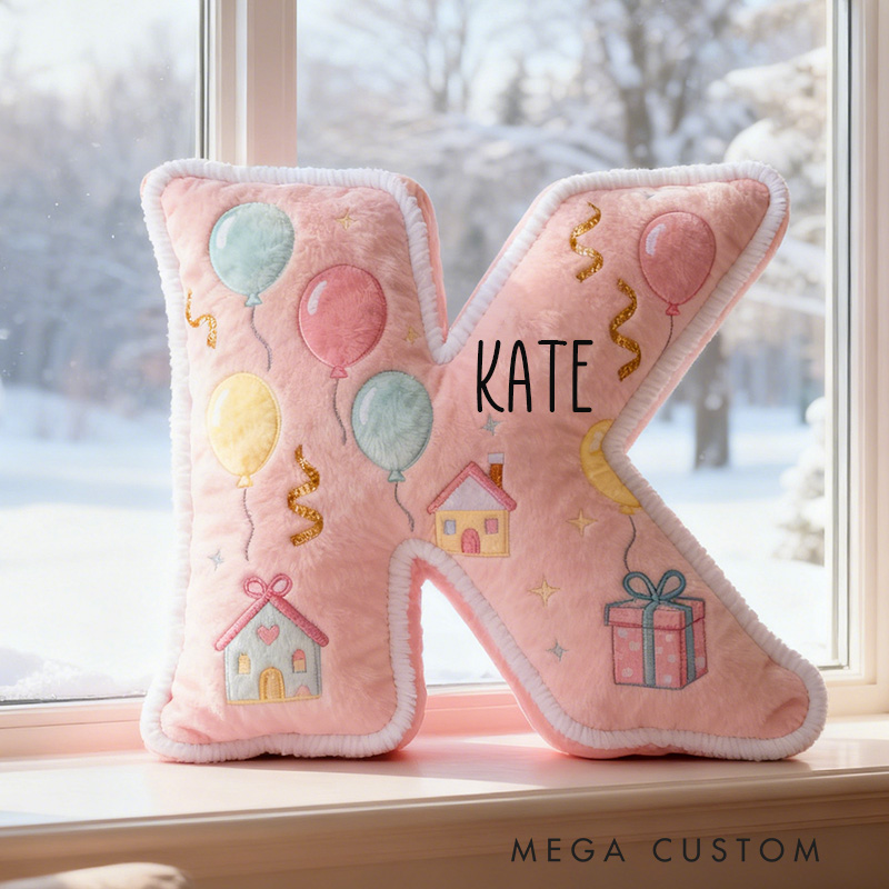 Personalized Pink Letter Pillow with Graphic 3D Print Cute Design Custom Name Soft Cushion for Kids Room Decor Moving Gifts Perfect Birthday Gift Idea