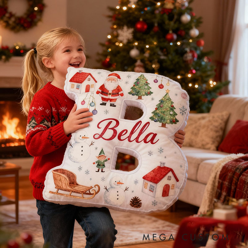 Personalized Christmas Letter Pillow with Name Cushion Festive Holiday Decor Soft Gift for Seasonal Christmas Gifts for Family