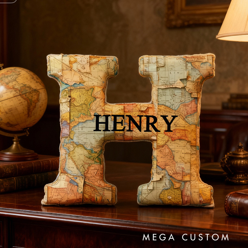 Personalized Letter Pillow Custom World Map Design Soft Plush Cushion Home Decor Perfect Gift For Bedrooms Living Rooms Graphic 3D Print