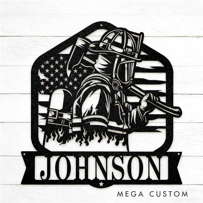Personalized Firefighter Metal Wall Art with Custom Name Unique Gift for Firefighters Families