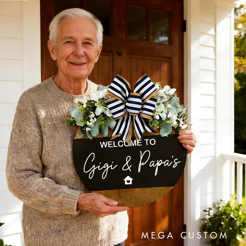 Personalized Front Door Decor Custom Gigi & Papa's Front Door Sign Wooden Door Sign Gift for Grandparents Personalized Grandparent Decor Gift