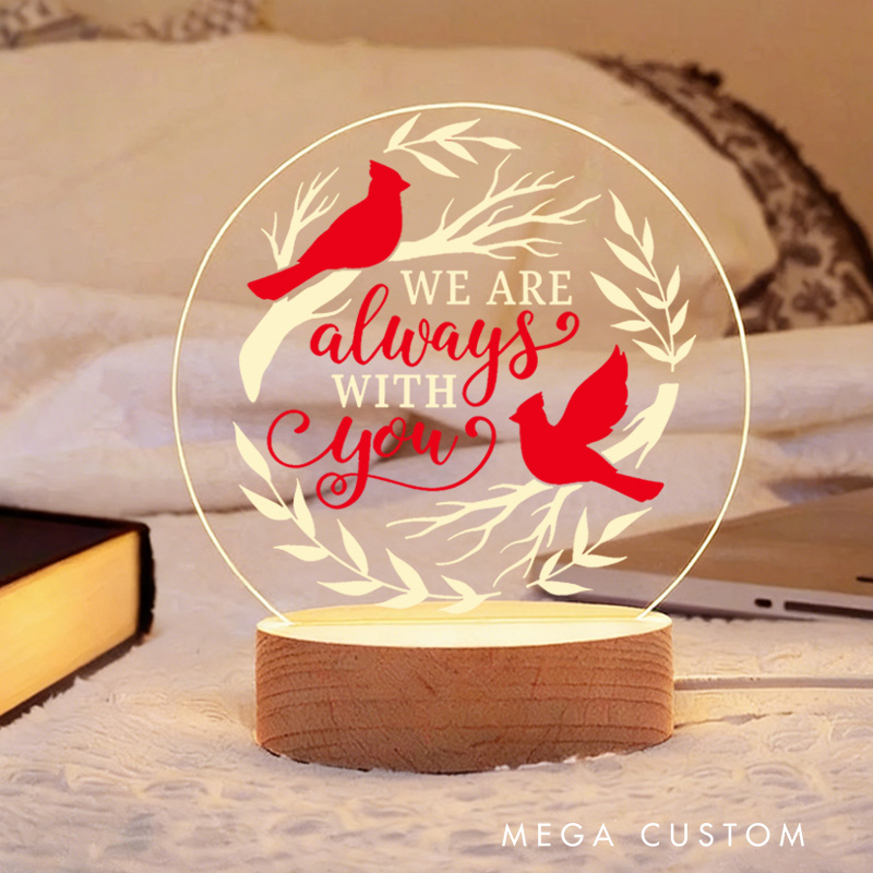 Personalized LED Night Light Custom Memorial Lamp with Cardinal Design Decorative Table Lamp for Sympathy Gift Bedroom Living Room Home Decor