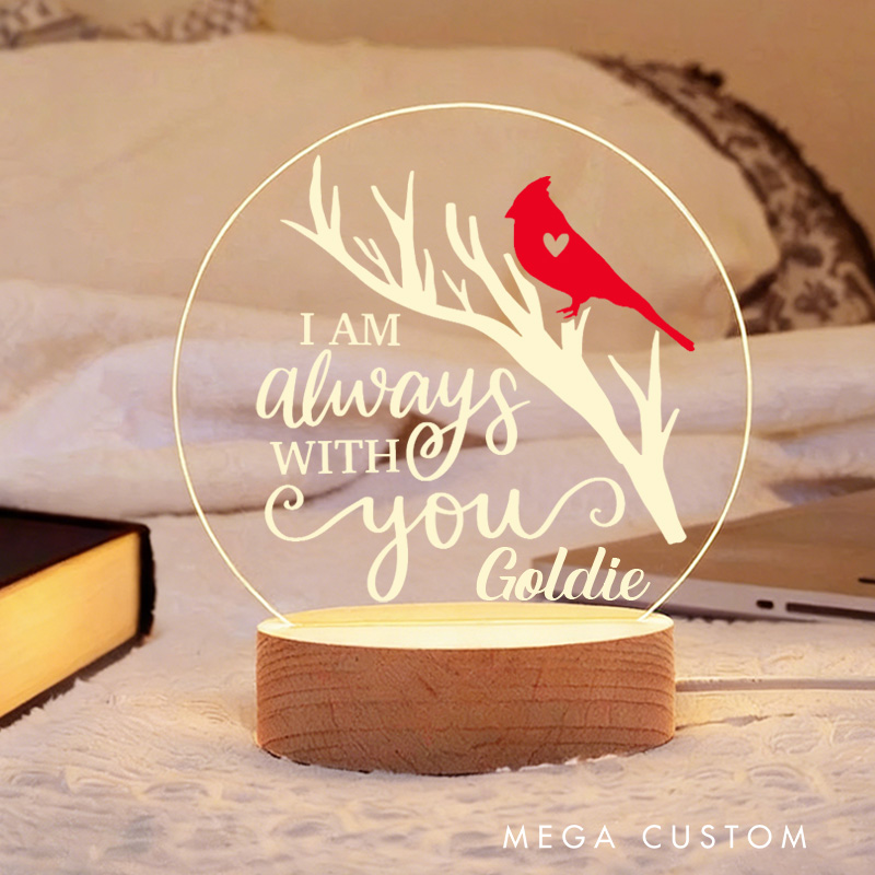 Personalized Cardinal Memorial Gifts Always With You Remembrance LED Night Light Custom Memorial Lamp Decorative Table Lamp for Sympathy Gift