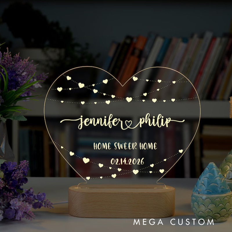 Personalized Night Light for Couples Engagement Gifts Custom Couple Anniversary Gift Valentine's Day Gifts