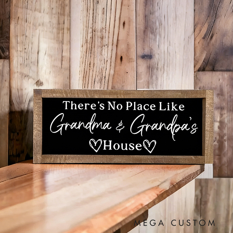 Personalized There's No Place Like Grandparents House Wooden Sign Custom Farmhouse Wall Decor Gift for Grandma and Grandpa Home Entryway Porch Decor