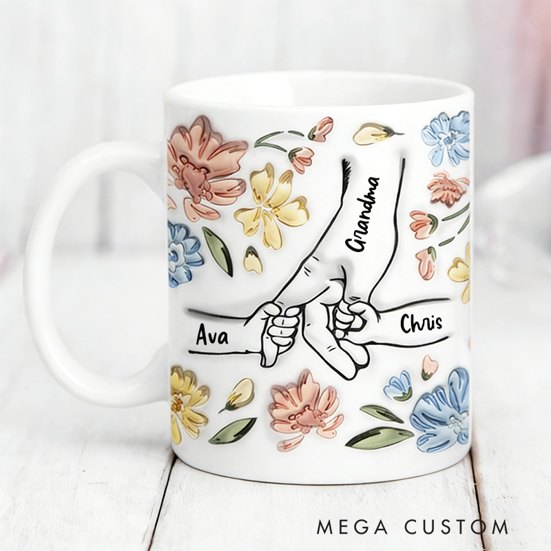 Personalized Hand In Hand I Will Always Protect You Gift For Mom Grandma Custom Grandma Mug Grandmother Birthday Mothers Day Gift