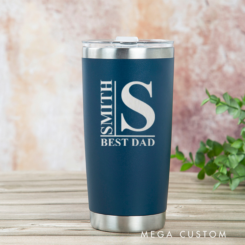 Personalized Engraved Tumbler Custom Stainless Steel Insulated Travel Mug Best Dad Design with Lid Gift for Father's Day Birthday Coffee Tea Drinkware