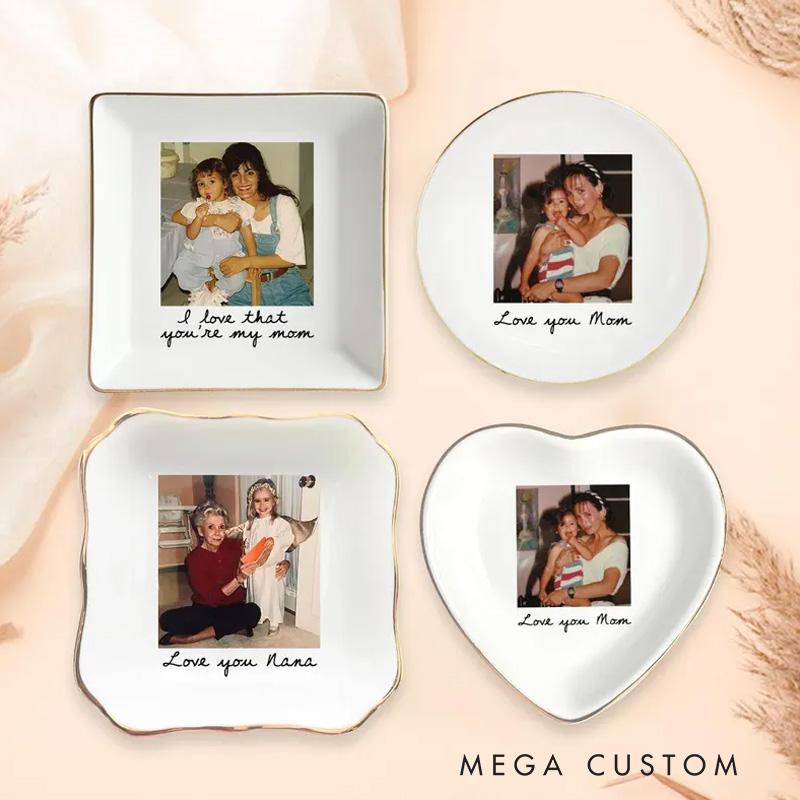 Personalized Mothers Day Gift for Mom Custom Photo Trinket Tray Custom Ring Dish with Picture Gift for Grandma Mom Gift from Daughter Birthday Gift