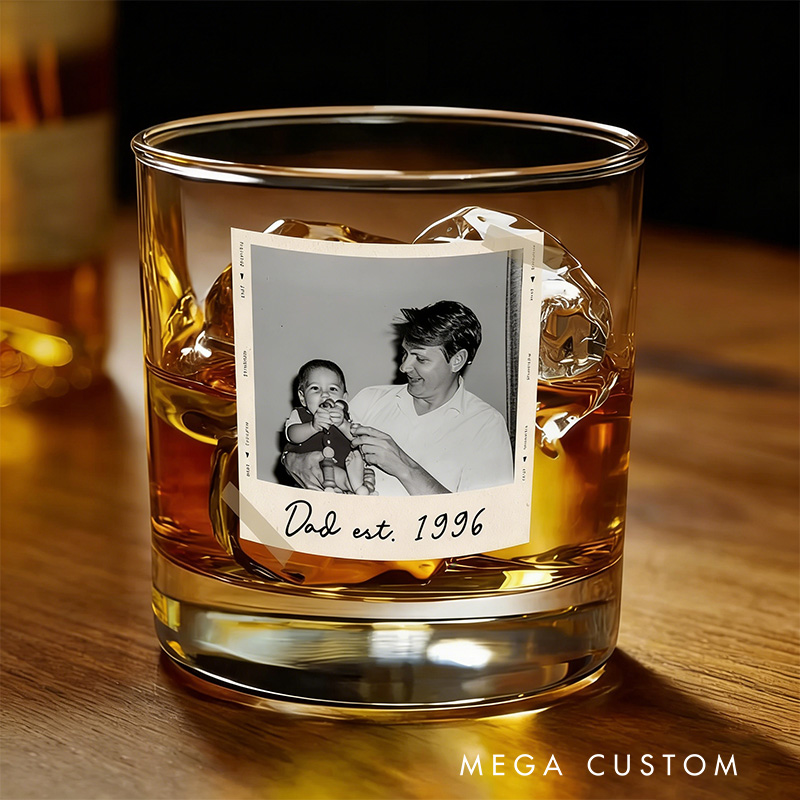 Personalized Dad Gifts Custom Photo Dad Whiskey Glass Grandpa Gift Dad Glass Gifts For Him Portrait Photo Grandpa Glass