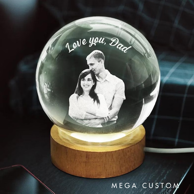 Personalized Photo Crystal Lamp Custom Besties Gift 3D Laser Engraved Globe Sister Birthday Gift Family Picture Night Light