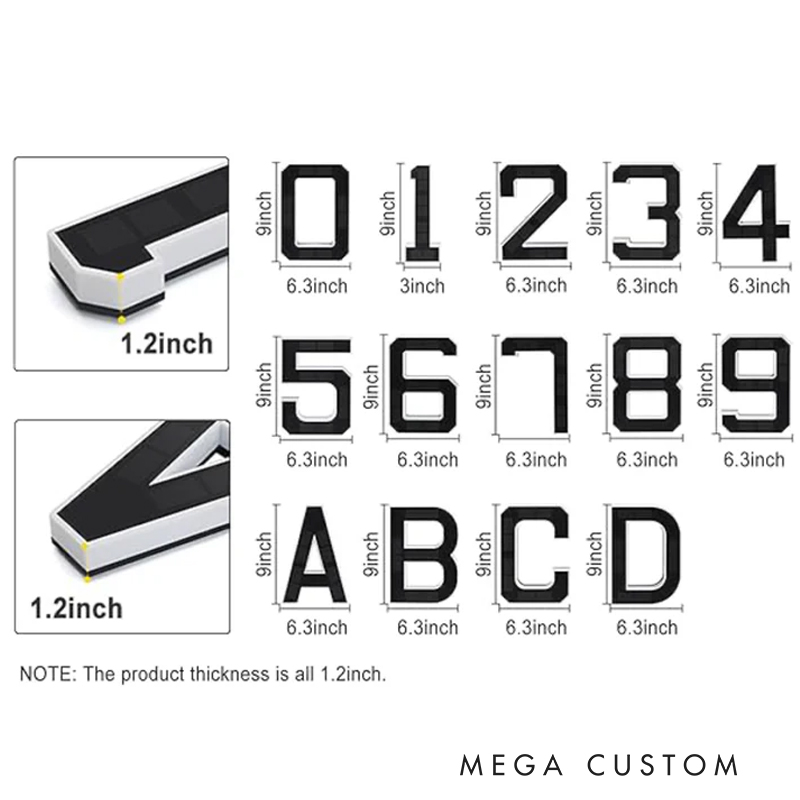 Personalized 9 Inch Solar Lighted House Numbers for Outside Light Up Waterproof LED Address Numbers Signs for Houses Large Modern House Numbers Light