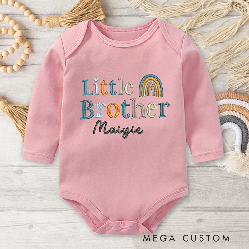 Personalized Embroidered Big Brother Rainbow Baby Onesie with Name Birthday Gifts for New Mother Children