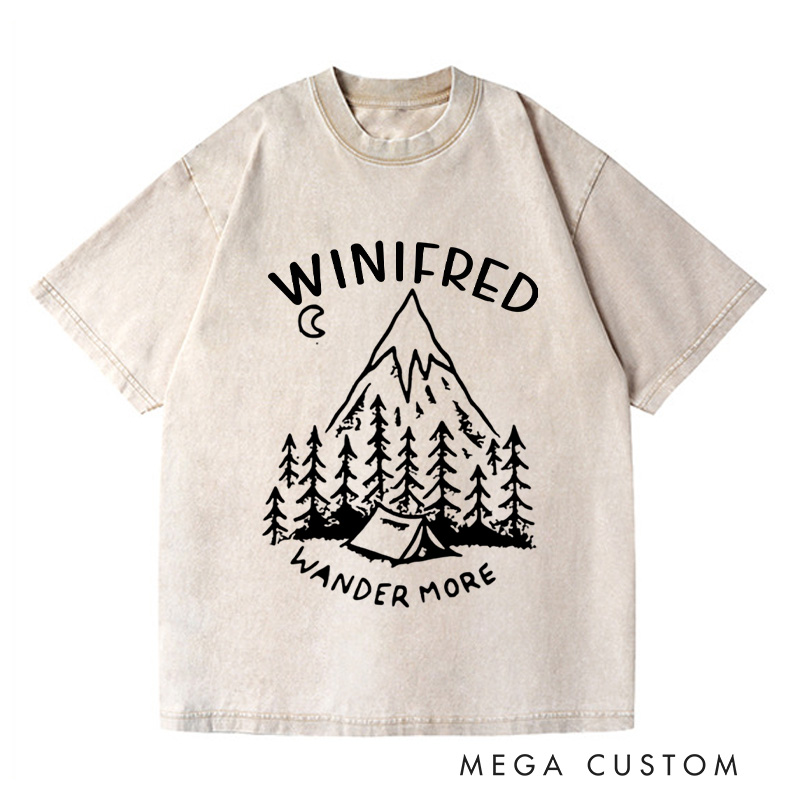 Personalized Wander More Washed T-Shirts Travel Shirt Pine Tee Customized Name Shirt Gift For Nature Lover