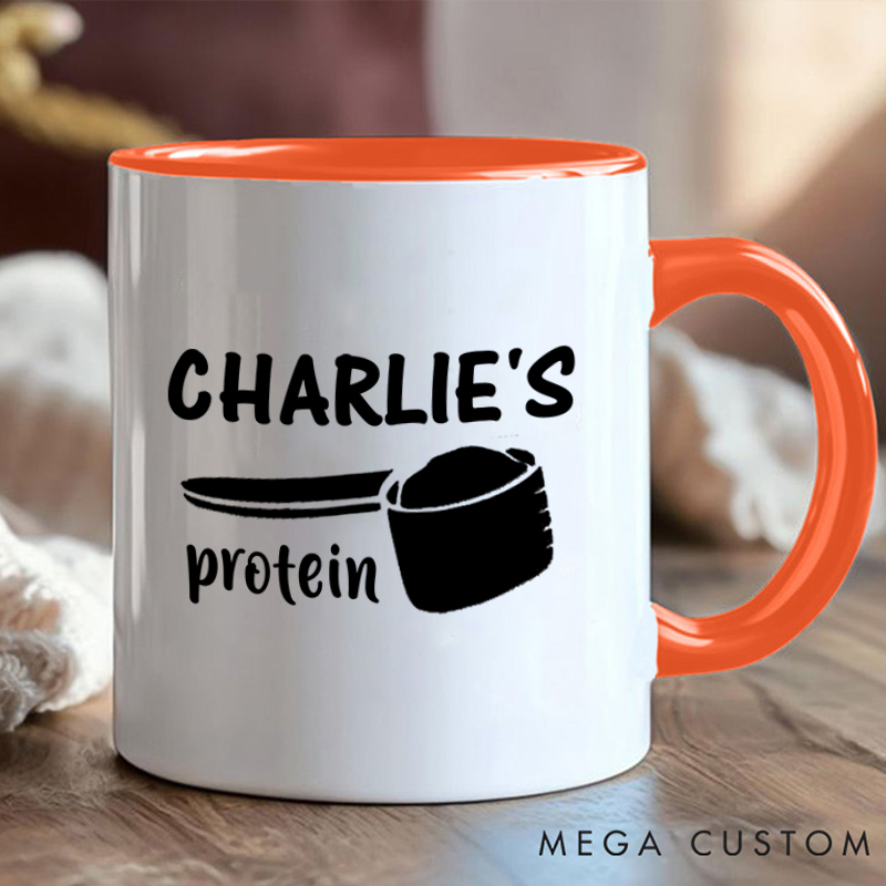 Personalized Fitness Mug with Protein Scoop Design Gift Motivational Coffee Cup for Fitness Enthusiasts Bodybuilders and Gym Lovers