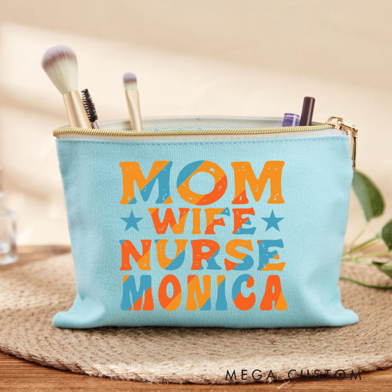 Personalized Makeup Bag for Nurse Mom Wife Nurse Design Fashion Cosmetic Bag Gift