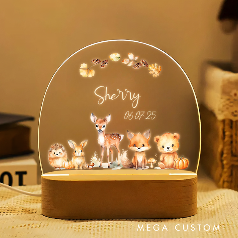 Personalised Night Light for Baby Animal Night Lamp with Name Newborn Baby Gift
