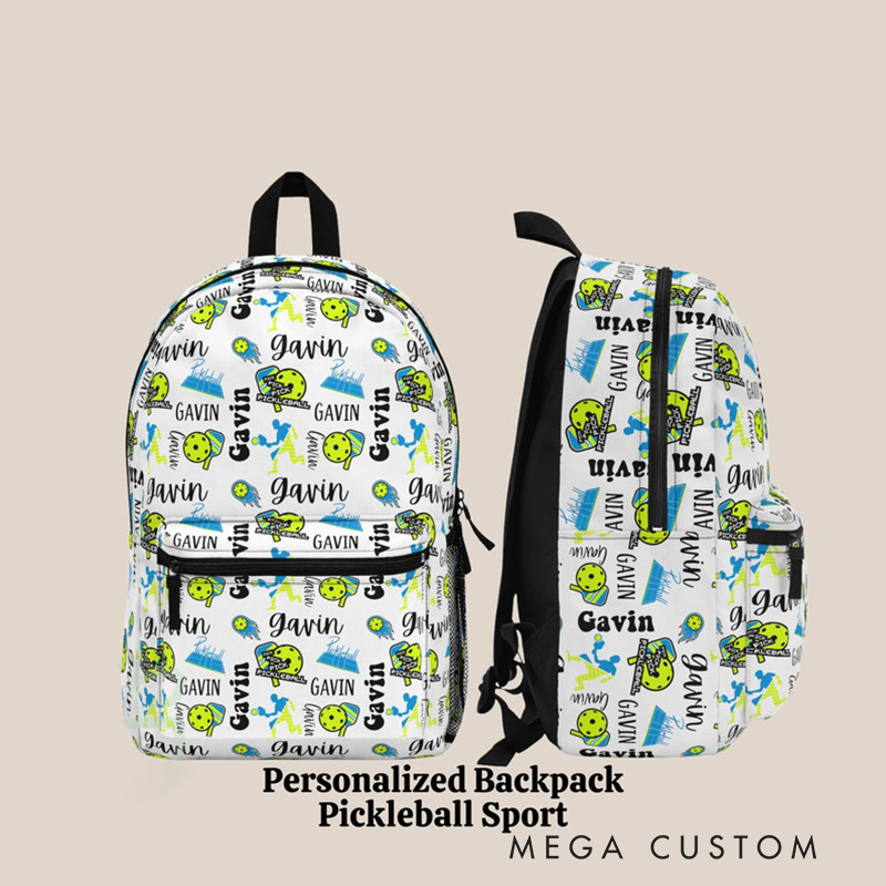 Personalized Pickleball Backpack with Custom Name and Vibrant All Over Sport Design Ideal for Players Fans and Everyday Use