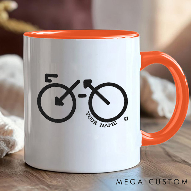 Personalized Minimalist Bicycle Mug with Name and Simple Bike Design for Outdoor Adventures Riding Cycling Biking Enthusiasts