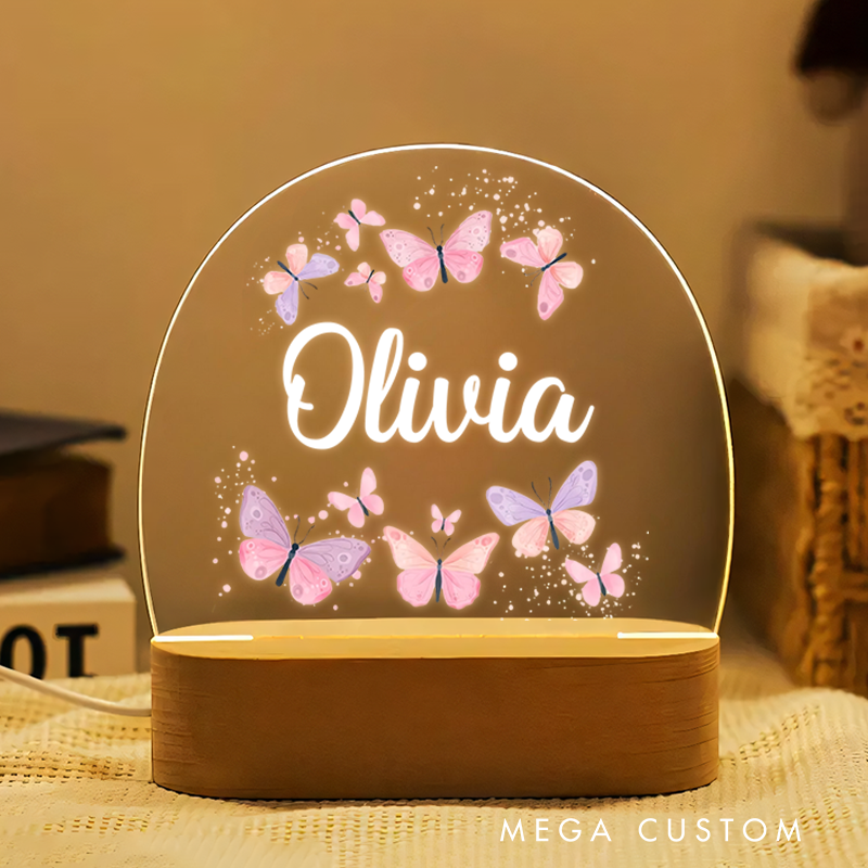 Personalized Baby Butterfly Night Light New Baby Girl Boy Gift Nursery Baby Room Name Sign Gift