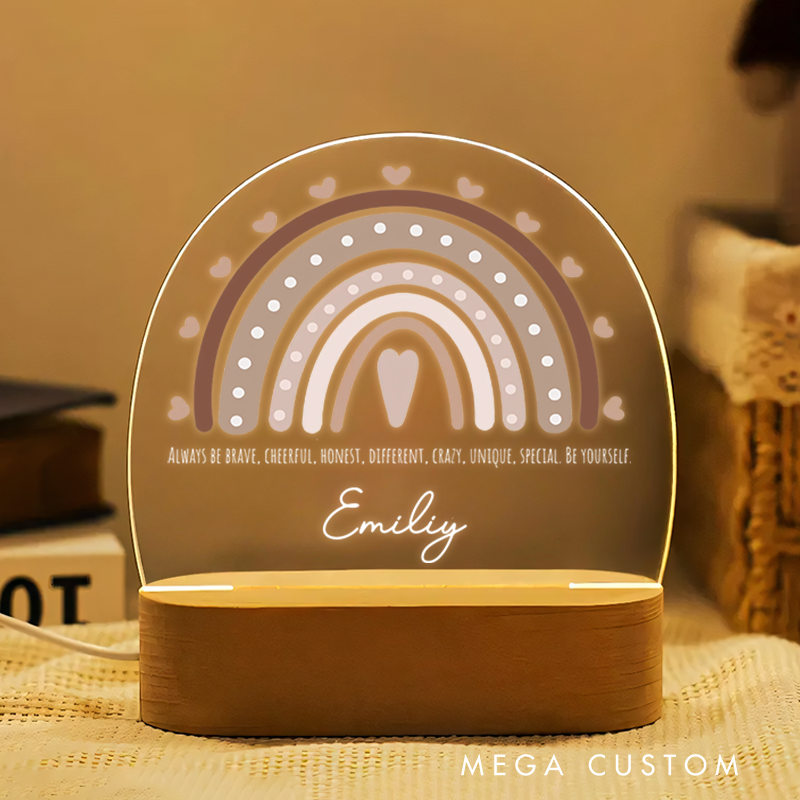 Personalized Rainbow Night Lamp Made of Acrylic New Baby Girl Boy Gift