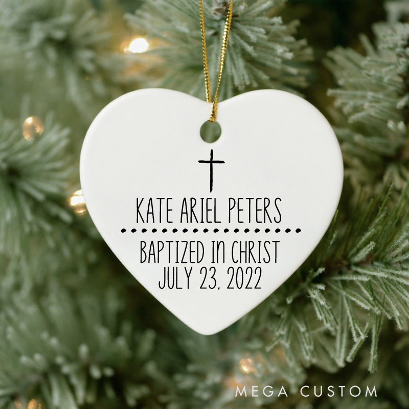 Personalized Cross Ceramic Christmas Ornament with Name Custom Bible Verse Christmas Tree Decor Baptism Keepsake First Communion Gift Baptism Gift