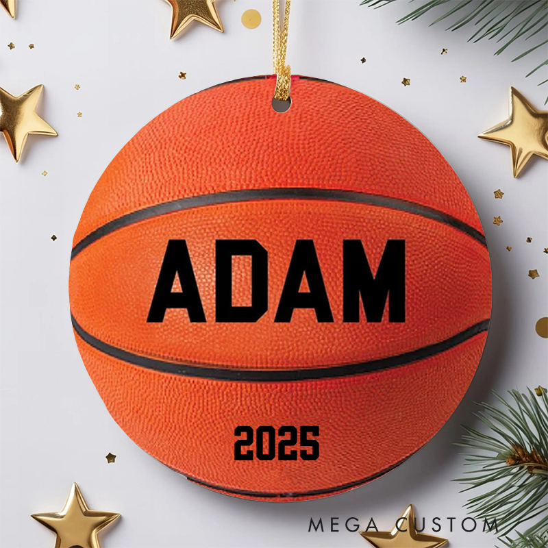 Personalized Basketball Christmas Ornament with Custom Name and Year Perfect for Sports Fans and Holiday Decor