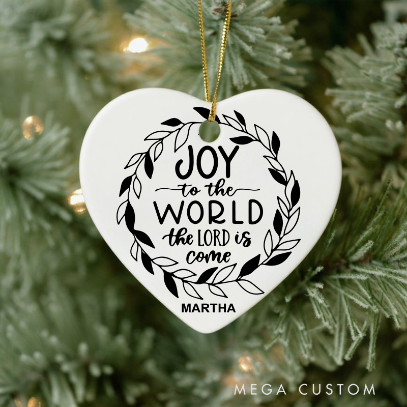 Personalized Joy to the World Ceramic Christmas Ornament with Text Custom Xmas Jesus Gift Ornament Christian Christmas Tree Decor Religous Gift