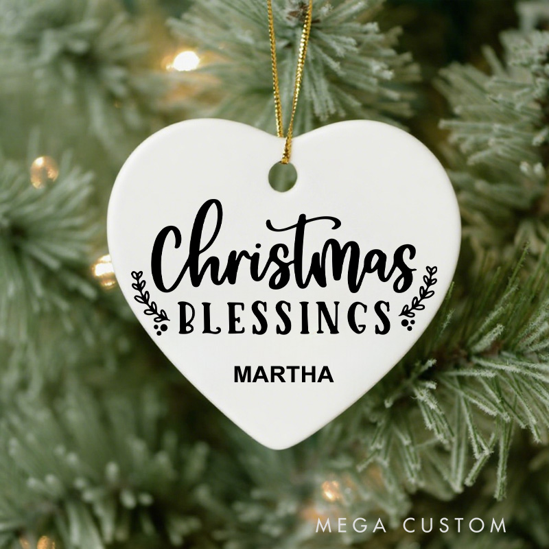 Personalized Christmas Blessings Ceramic Christmas Ornament with Text Custom Xmas Jesus Gift Christian Christmas Tree Decor Religous Christian Gift