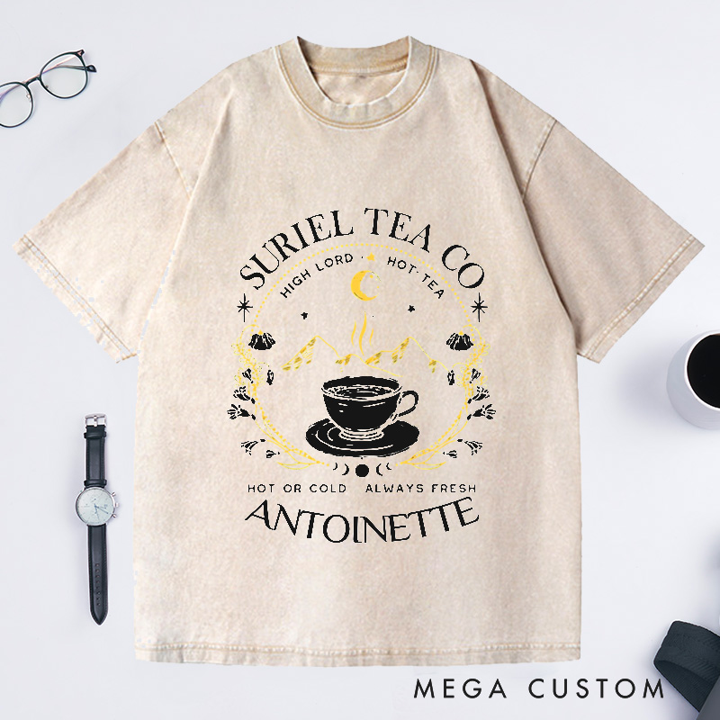 Personalized Suriel Tea Co Washed T-Shirts with Name, Book Lover Shirt Reading Shirt Reading Tee Librarian Shirt Gift Reader Gifts