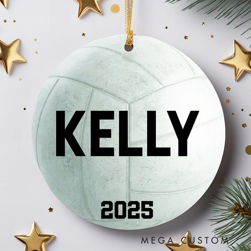 Personalized Volleyball Christmas Ornament with Custom Name and Year Perfect for Sports Fans and Holiday Decor