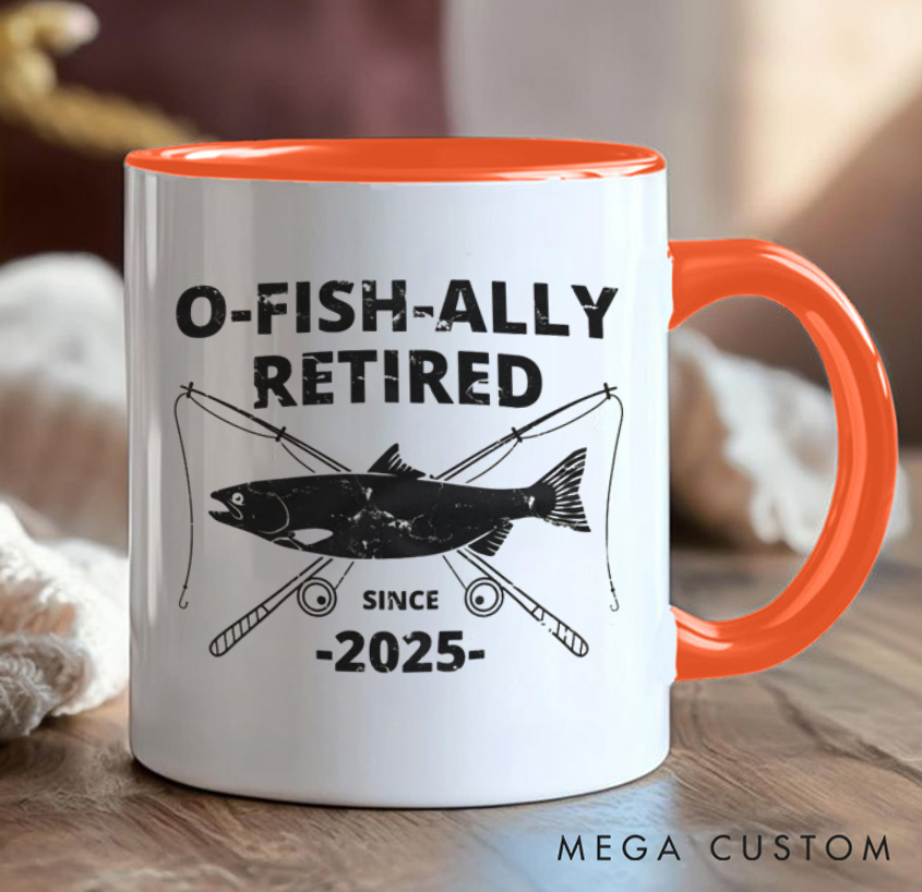 Personalized O-Fish-Ally Retired Mug - Fun Fishing-Themed Retirement Gift