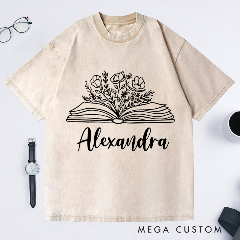 Personalized Book Shirt Wildflowers Washed T-Shirts Reading T-Shirt Bookish Shirt Librarian Shirt Book Lover Shirt Reader Gift