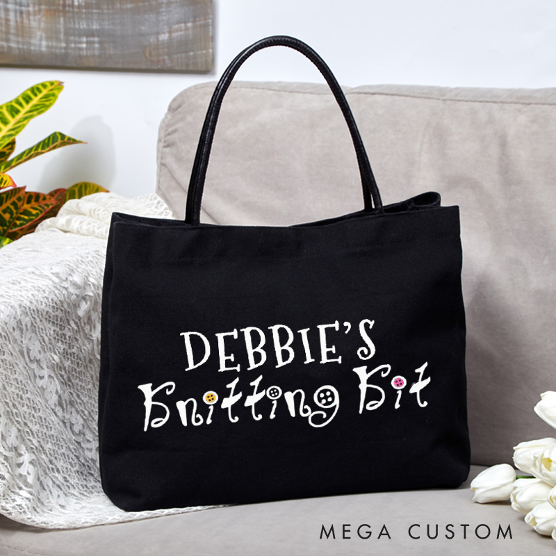 Personalized Craft Tote Bag Funny Knit Gift Bag Knitting Bag Gift For Knitting Lovers Crochet Gift