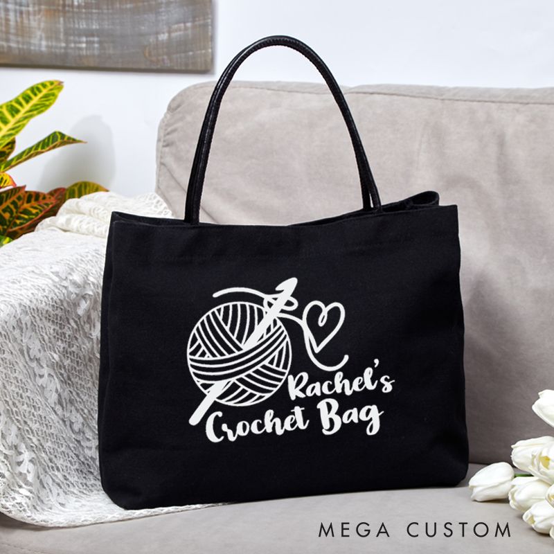 Personalized Crochet Tote Bag Crochet Hook Needle Storage Custom Knitter Gift Craft Bag Crochet Gift
