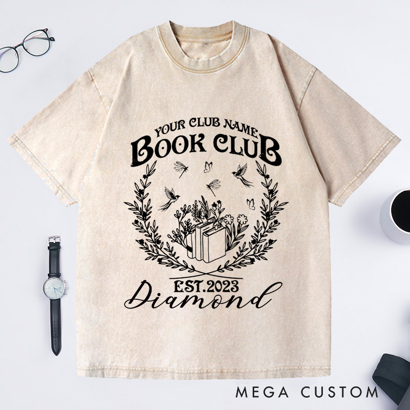 Personalized Book Club Washed T-Shirts Since Reading Club Shirt Bookish Gift Book Lover Gift Book Lover Shirt Name Book Club Tee Book Gift