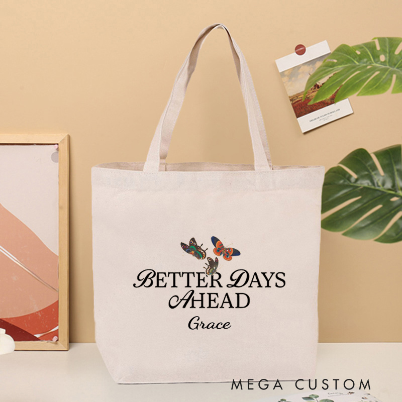 Personalized Better Days Ahead Bible Verse Canvas Tote Bag with Custom Name Christians Gift Birthday Gift Christian Travel Gift for Jesus Lover 