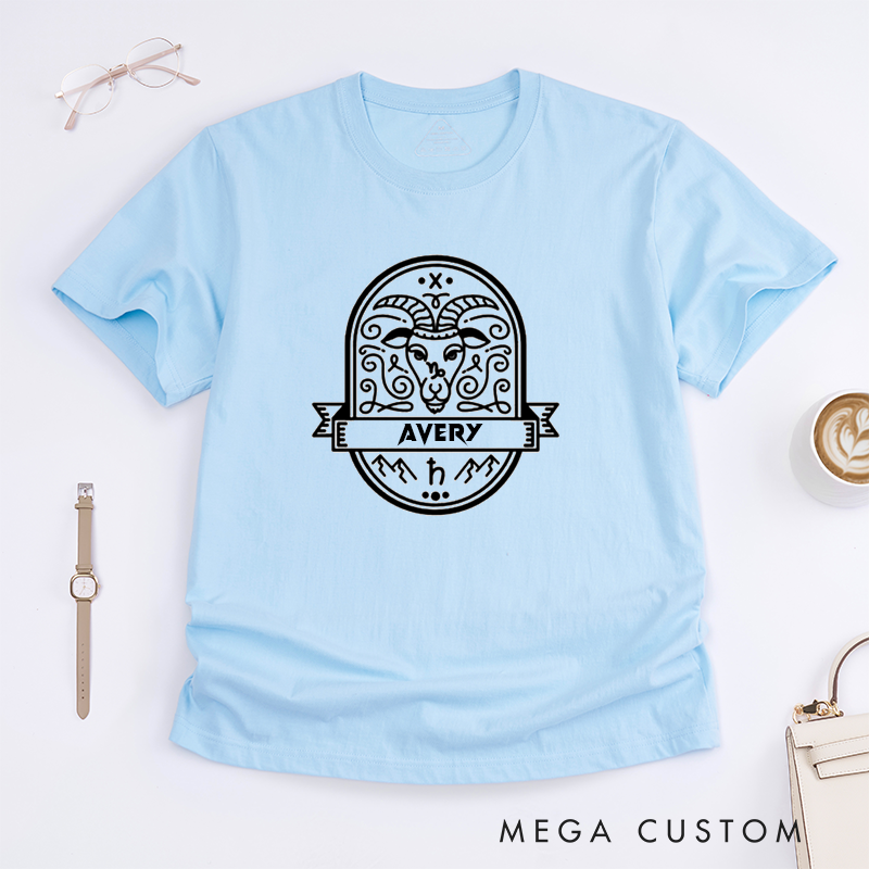 Personalized Capricorn Classic T-Shirt Custom Zodiac Goat Design Unique Astrology Birthday Gift Unisex Trendy Horoscope Tee for Men and Women