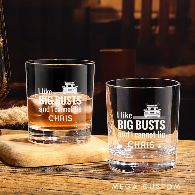Personalized Policeman Whiskey Glass I Like Big Busts and I Cannot Lie Design Gift for Police Officer