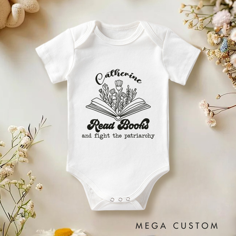 Personalized Books and Fight the Patriarchy Empowering Baby Gift Baby Onesie  
