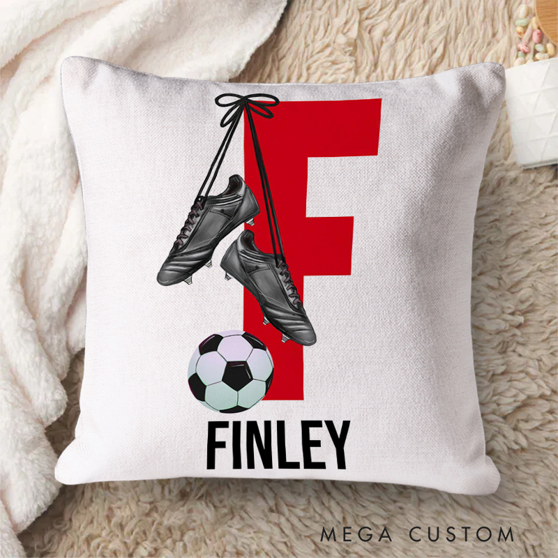 Personalized Soccer Initial Pillow with Custom Name Design  
