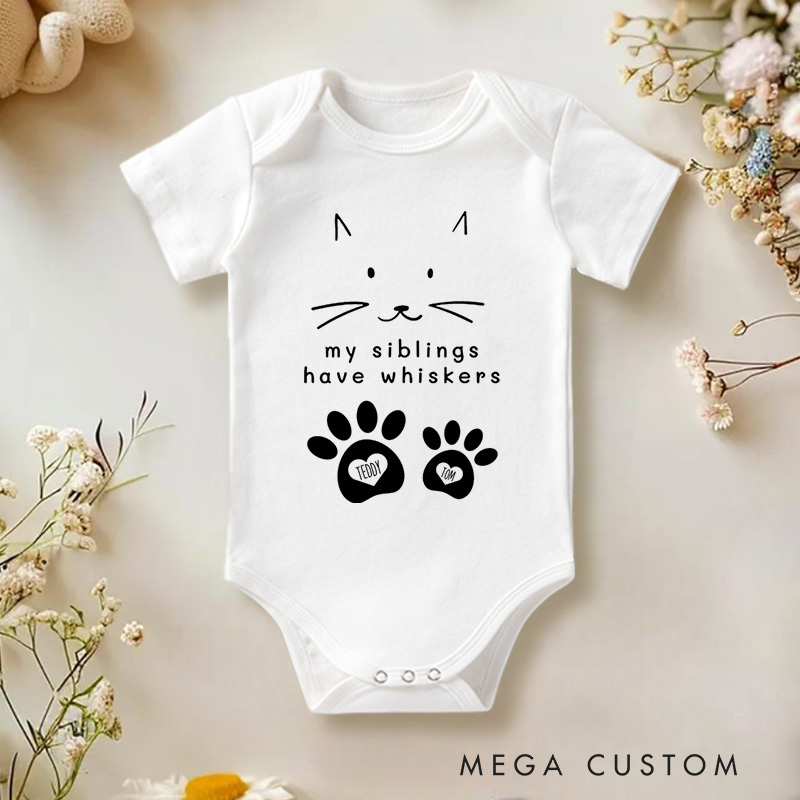 Personalized My Siblings Have Whiskers Cute and Adorable Pet Lover Baby Gift Baby Onesie  