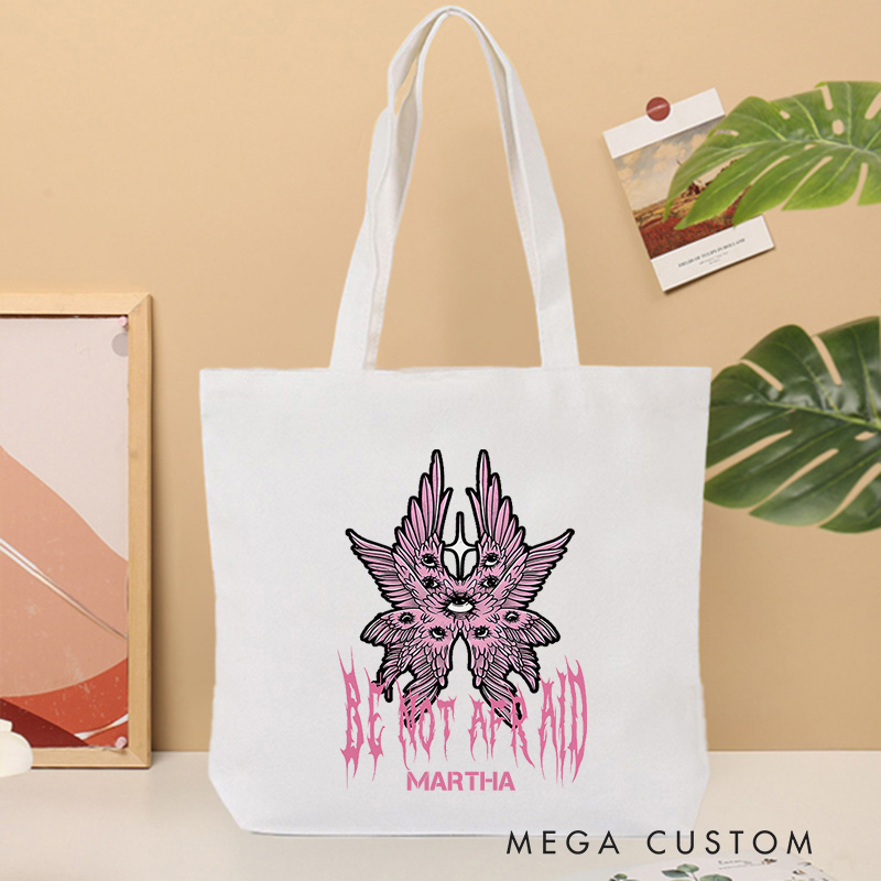 Personalized Be Not Afraid Christian Canvas Tote Bag with Name Christian Angel Bag Faith Based Gift Religious Gift Christian Gift