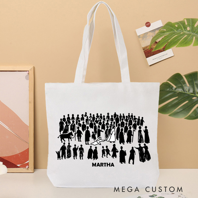 Personalized By His Wounds We are Healed Christian Canvas Tote Bag with Name Jesus Gift Baptism Faith Gift Religious Christian Gift for Jesus Lovers