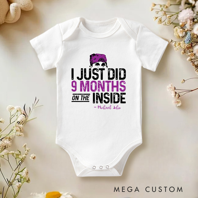 Personalized I Just Did 9 Months on the Inside Funny and Clever Baby Announcement Baby Gift Baby Onesie  