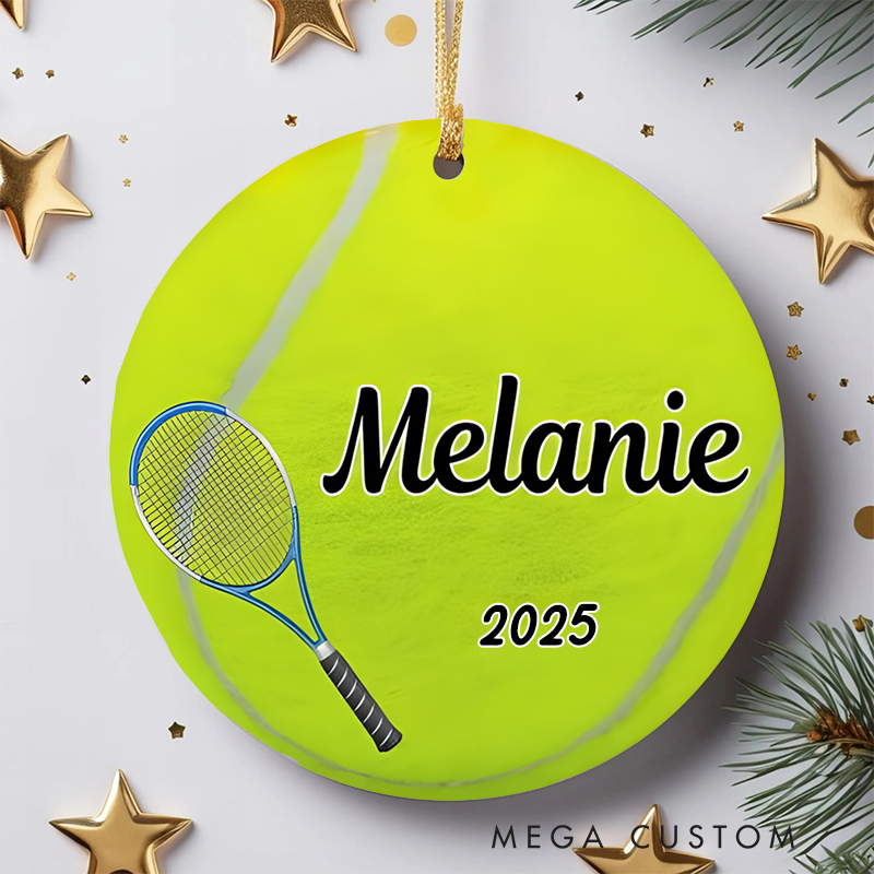 Personalized Tennis Christmas Ornament with Custom Name Year Tennis Racket Design Perfect for Players Enthusiasts Holiday Decorations or Gifts