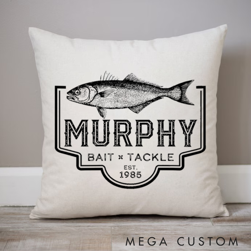Personalized Bait and Tackle Pillow Perfect Gift for Fishing Enthusiasts