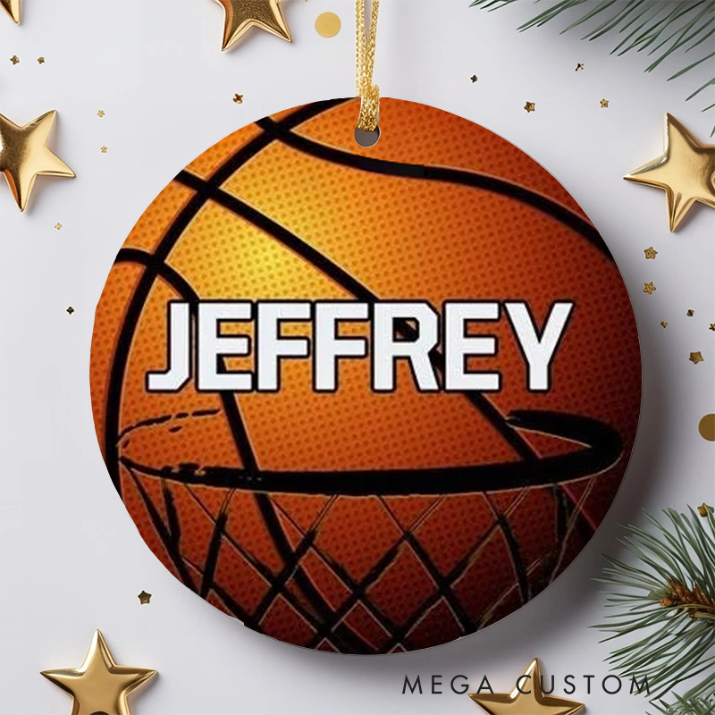 Personalized Basketball Christmas Ornament with Custom Name Realistic Ball Design Perfect for Athletes Fans Holiday Decorations or Gifts