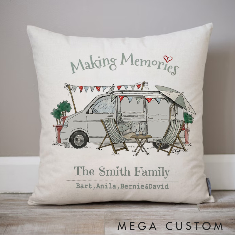 Personalised Camper Van Traveling Camping Hiking Lover Pillow Gift for Outdoor